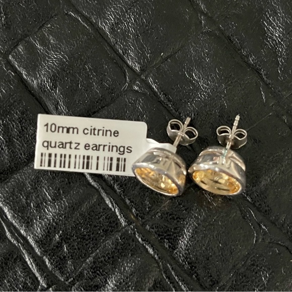 Sterling Silver 925 Large Citrine Earrings - Picture 9 of 9